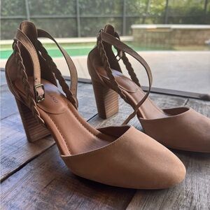 Braided Strap Tan Heels, Lucky Brand